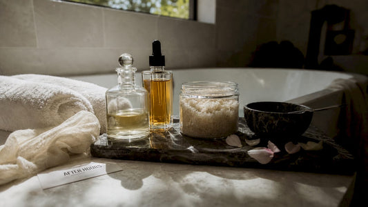 Home luxury body care ritual setup