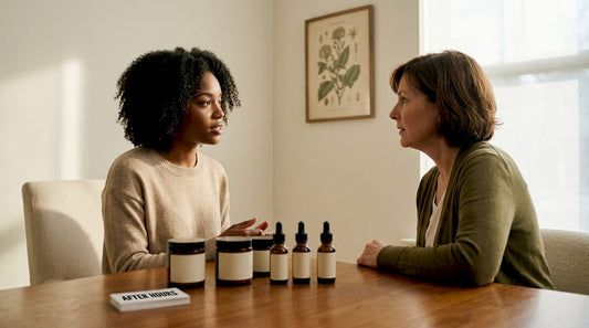 Dermatologist advising patient on moisturisers