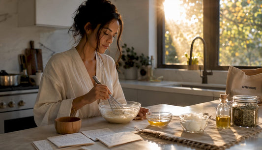 Woman preparing natural skin remedy at home kitchen