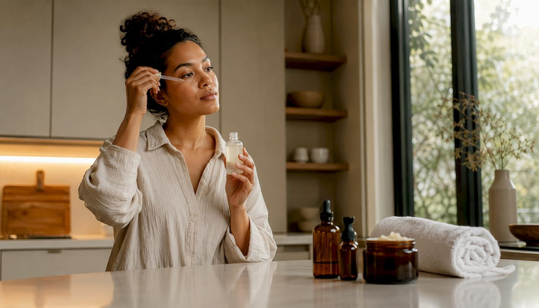Woman applying natural humectant skincare