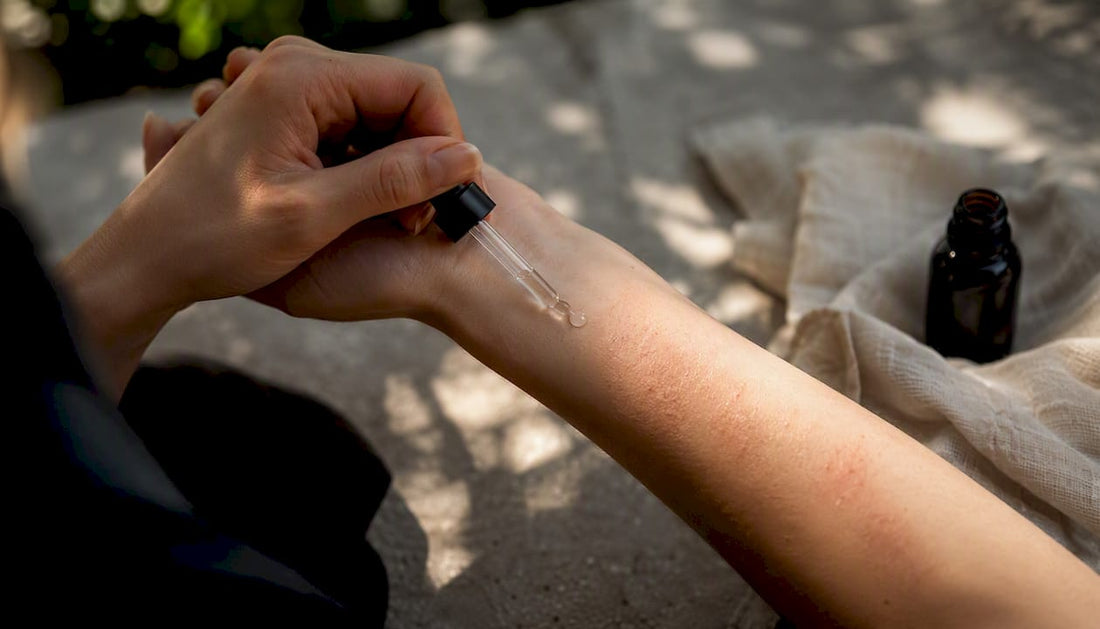 Applying essential oil on irritated skin