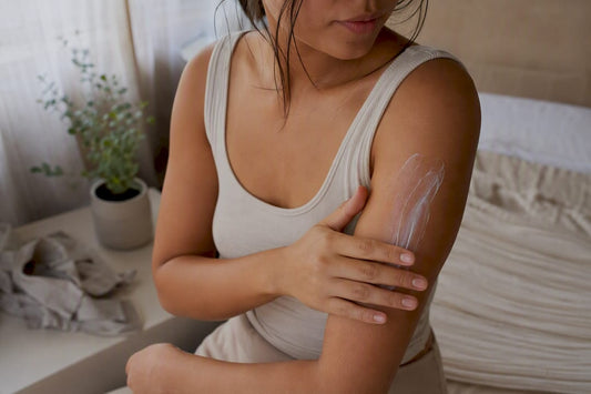 Gentle moisturiser application on inner forearm