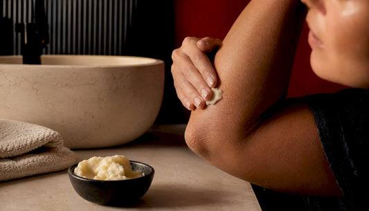 Cocoa butter applied to dry elbow